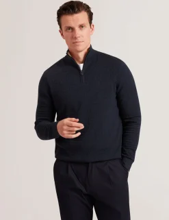 New Lobster Limited Breezy Blues Bearbeiten|Arbeitskleidung<Markenpullover mit strukturierter Oberfläche und Reißverschluss am Kragen