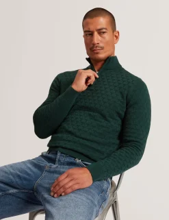 New Lobster Limited Breezy Blues Bearbeiten|Arbeitskleidung<Markenpullover mit strukturierter Oberfläche und Reißverschluss am Kragen