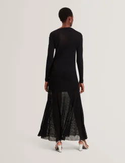 New Lobster Limited Festliche Kleidung|Kleider<Maxikleid aus Strick mit transparenten Details und langen Ärmeln