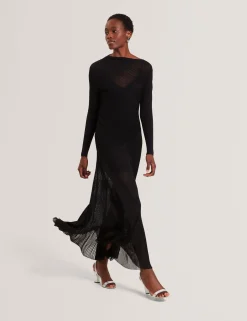 New Lobster Limited Festliche Kleidung|Kleider<Maxikleid aus Strick mit transparenten Details und langen Ärmeln