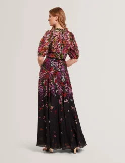 New Lobster Limited Kleider<Maxikleid in A-Linie mit verstreuten Blumenmustern und Puffärmeln