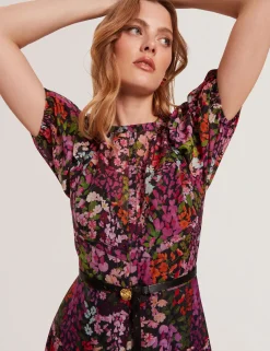 New Lobster Limited Kleider<Maxikleid in A-Linie mit verstreuten Blumenmustern und Puffärmeln
