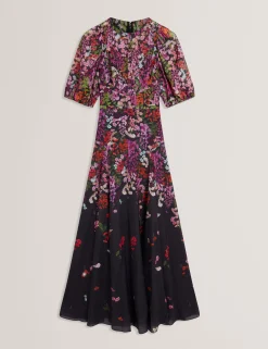 New Lobster Limited Kleider<Maxikleid in A-Linie mit verstreuten Blumenmustern und Puffärmeln