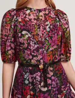 New Lobster Limited Kleider<Maxikleid in A-Linie mit verstreuten Blumenmustern und Puffärmeln