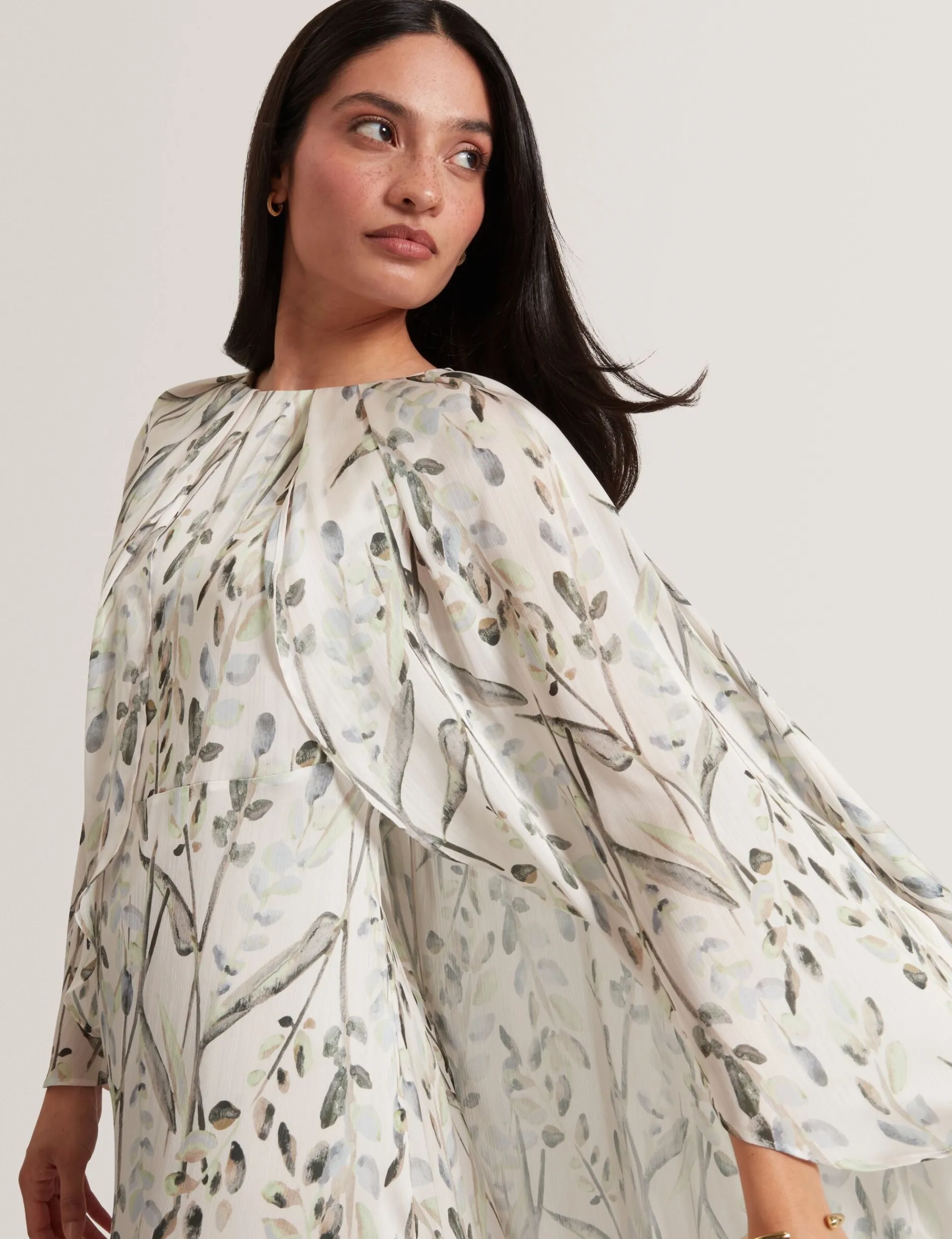 New Lobster Limited Golden Hour|Der Weihnachtsladen<Maxikleid mit Blattprint und Umhang-Detail