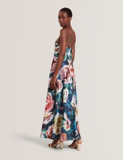 New Lobster Limited Festliche Kleidung|Kleider<Maxikleid mit Rosenmuster und Neckholder