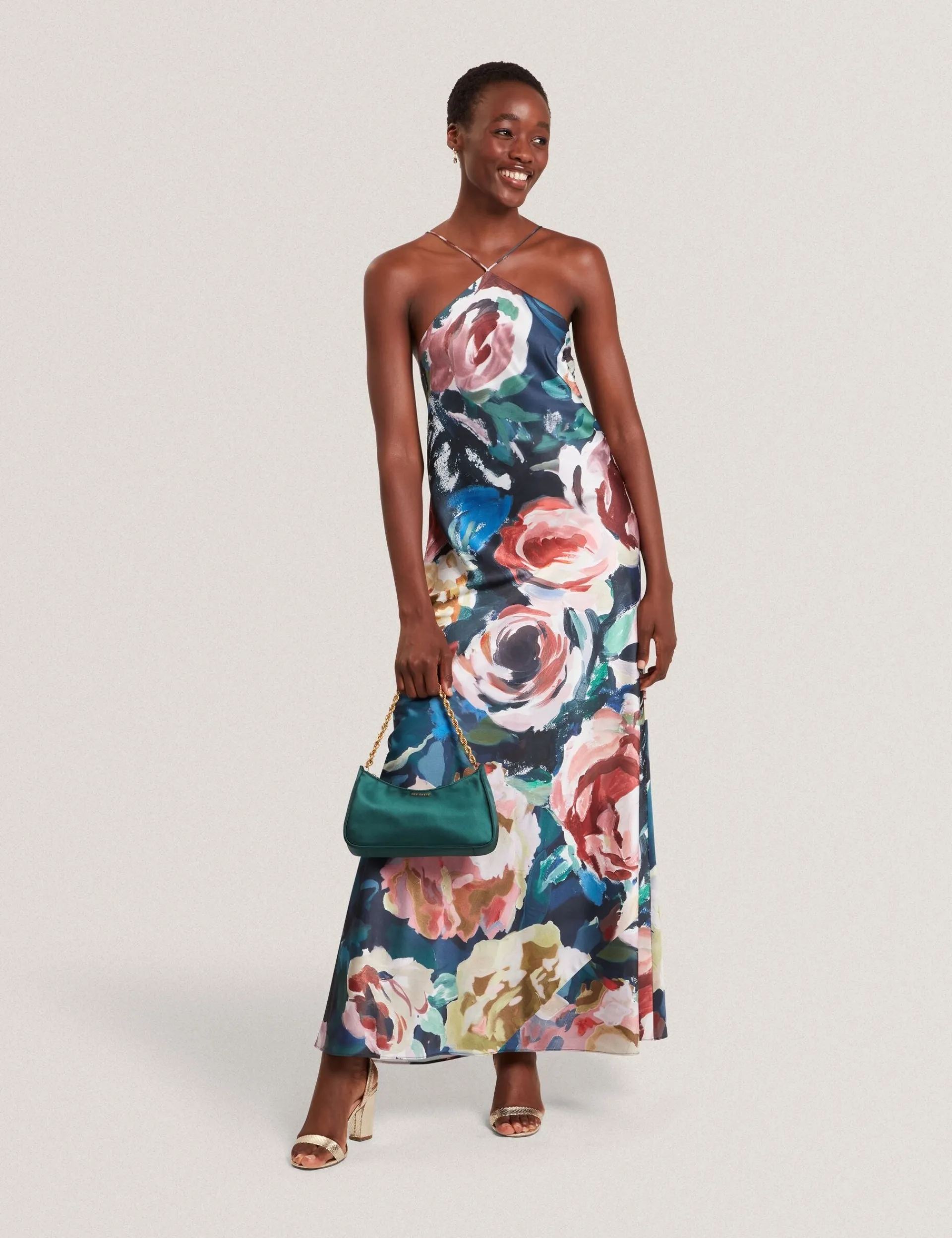 New Lobster Limited Festliche Kleidung|Kleider<Maxikleid mit Rosenmuster und Neckholder