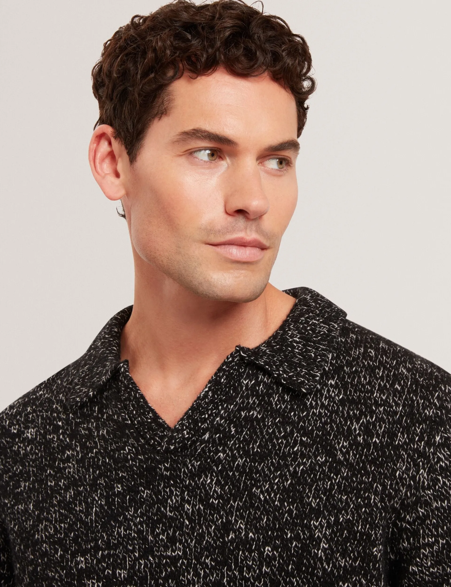 New Lobster Limited Im Trend: Gestrickte Tops|Arbeitskleidung<Melange Strick-Langarm-Poloshirt