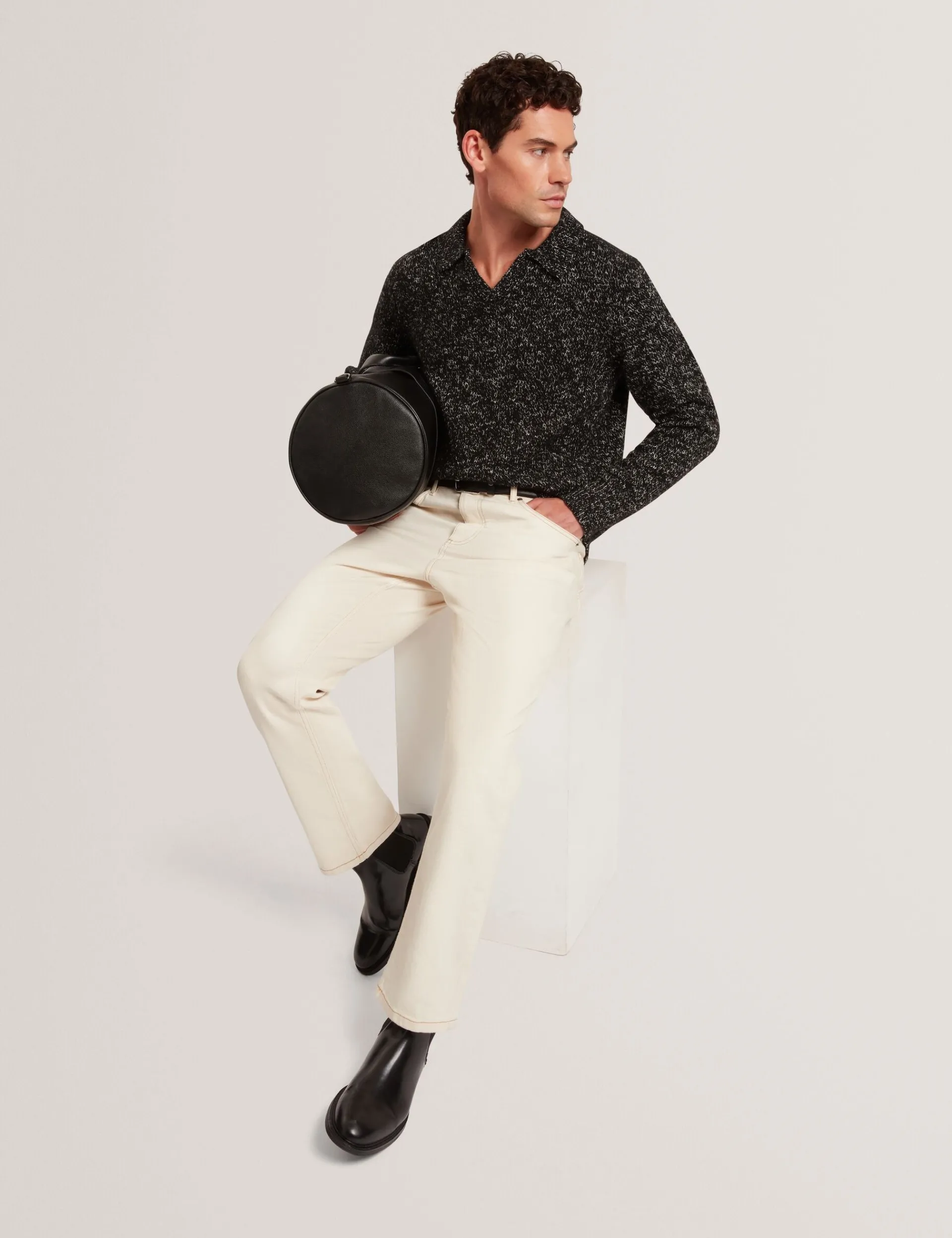 New Lobster Limited Im Trend: Gestrickte Tops|Arbeitskleidung<Melange Strick-Langarm-Poloshirt