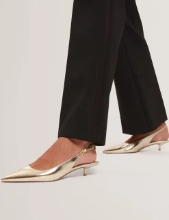 New Lobster Limited Absätze|Golden Hour<Metallic-Leder-Slingback-Schuhe mit Kitten-Heel