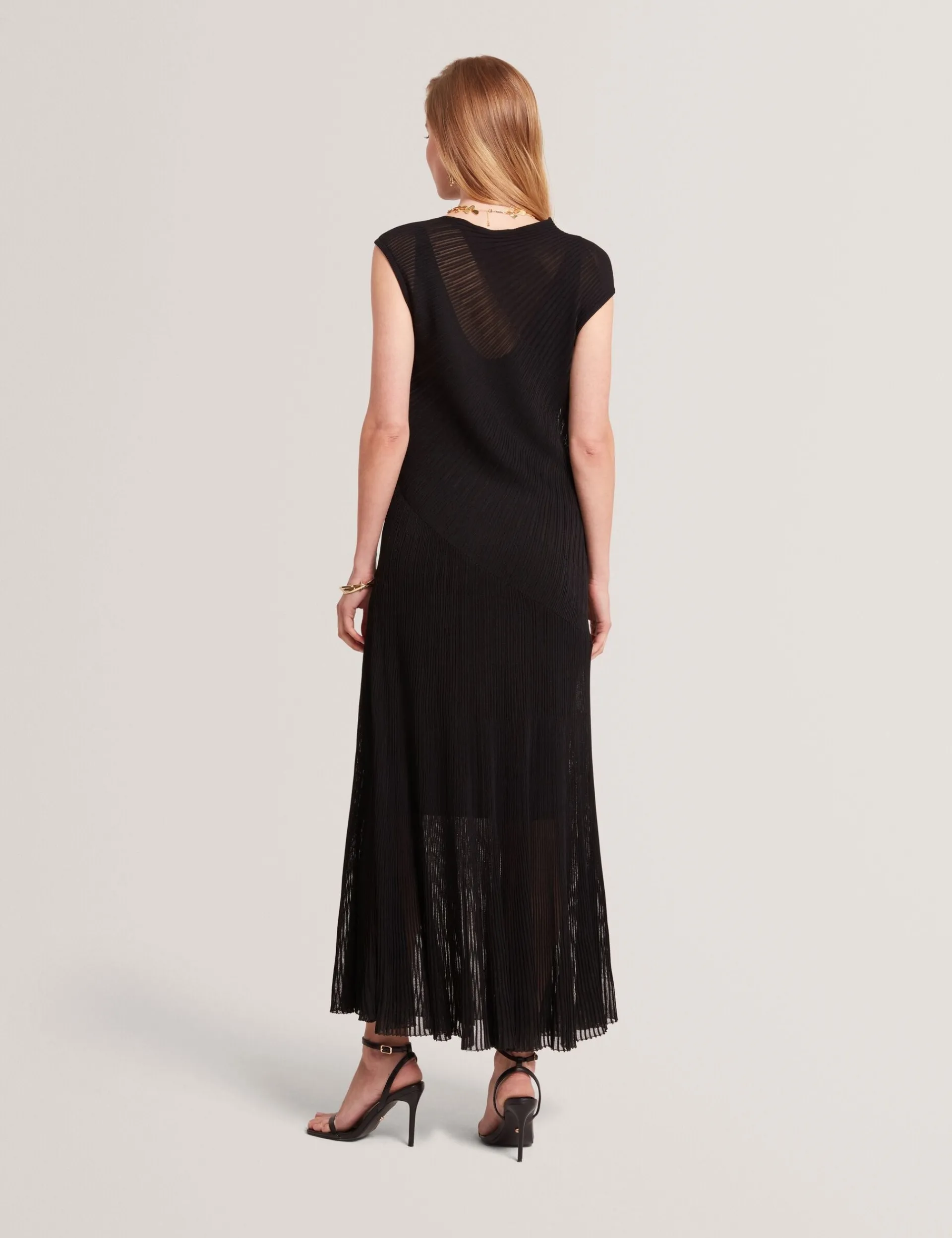 New Lobster Limited Festliche Kleidung|Luftiger Blues Bearbeiten<Midaxi-Kleid aus strukturiertem Strick mit transparenten Details