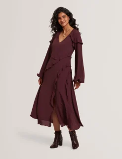 New Lobster Limited Kleider<Midikleid aus Crêpe mit Rüschenbesatz und langen Ärmeln