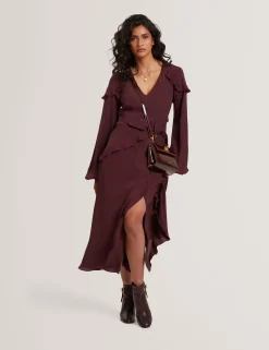 New Lobster Limited Kleider<Midikleid aus Crêpe mit Rüschenbesatz und langen Ärmeln