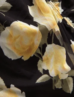 New Lobster Limited Festliche Kleidung|Neue Frühlingsblumen<Midikleid aus Mesh mit Rosenmuster und langen Ärmeln