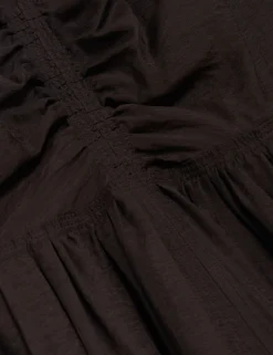 New Lobster Limited Kleider|Golden Hour<Midikleid aus Webstoff mit Puffärmeln und V-Ausschnitt