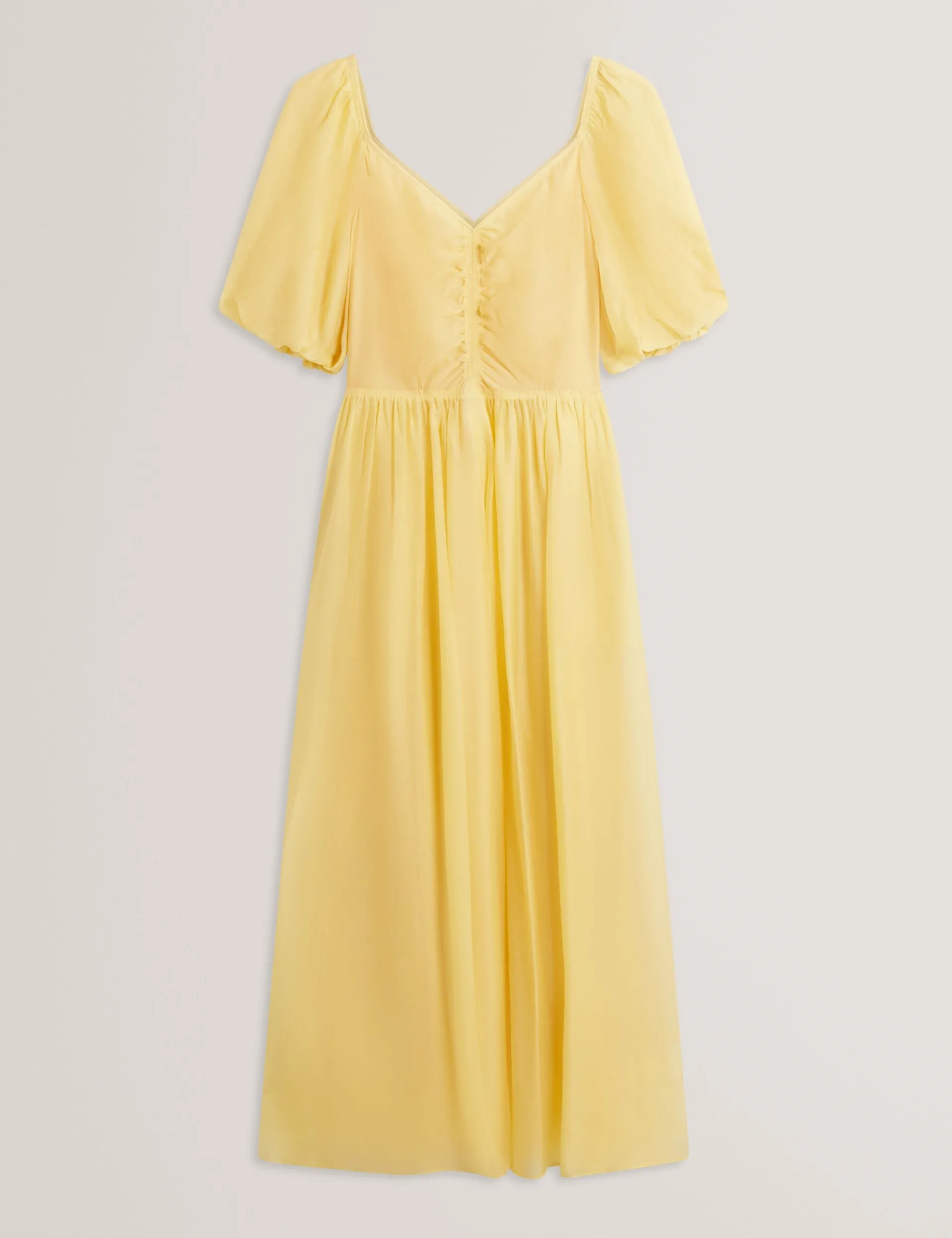 New Lobster Limited Kleider|Golden Hour<Midikleid aus Webstoff mit Puffärmeln und V-Ausschnitt