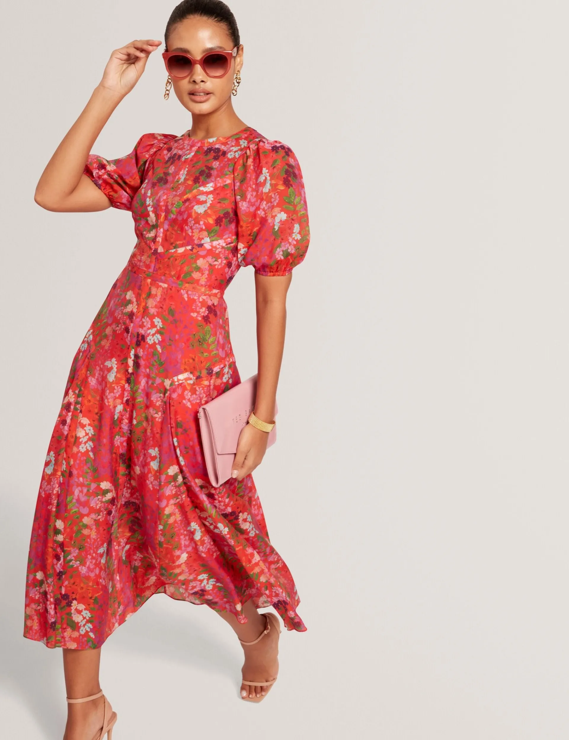 New Lobster Limited Kleider<Midikleid mit Blütenmuster und Puffärmeln in A-Linie