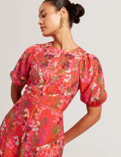 New Lobster Limited Kleider<Midikleid mit Blütenmuster und Puffärmeln in A-Linie