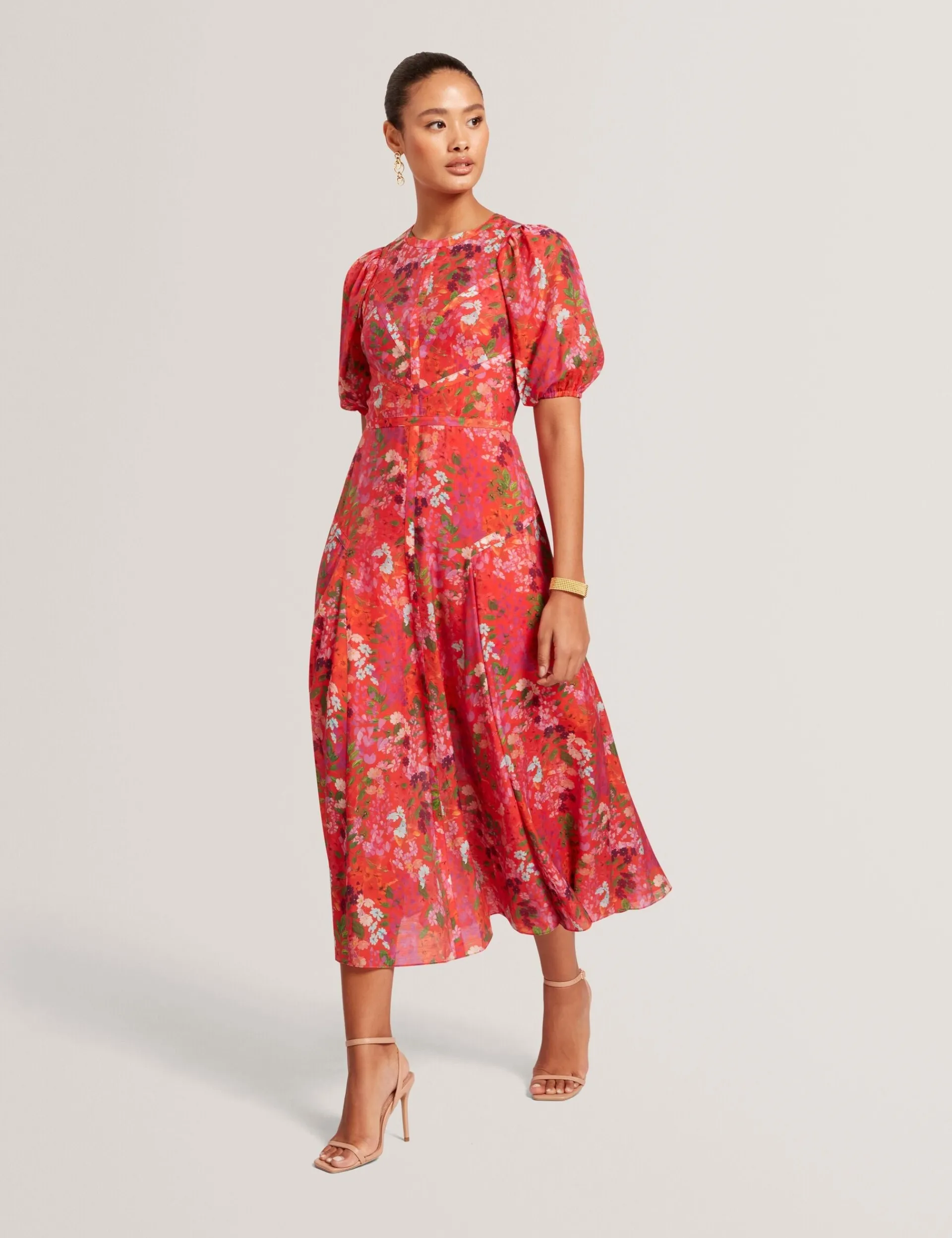 New Lobster Limited Kleider<Midikleid mit Blütenmuster und Puffärmeln in A-Linie