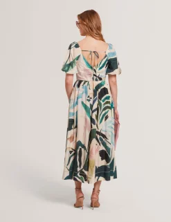 New Lobster Limited Der Weihnachtsladen|Kleider<Midikleid mit Print und Puffärmeln sowie Ziernähten