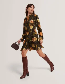 New Lobster Limited Kleider|Neue Frühlingsblumen<Mini-Hemdkleid mit Blumen-Karomuster