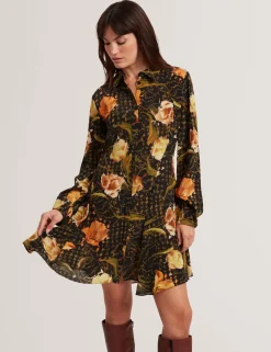New Lobster Limited Kleider|Neue Frühlingsblumen<Mini-Hemdkleid mit Blumen-Karomuster
