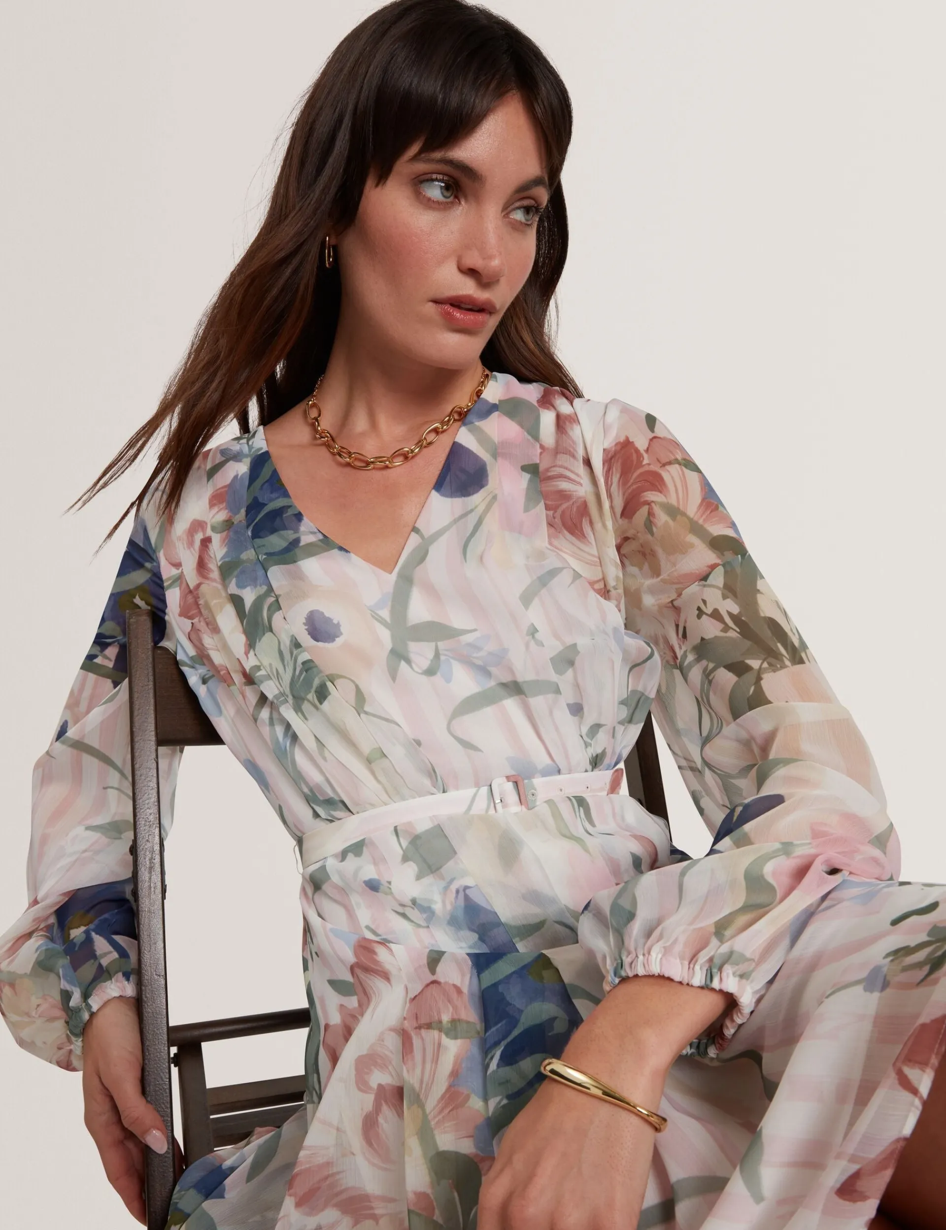 New Lobster Limited Festliche Kleidung|Neue Frühlingsblumen<Minikleid mit Blumenmuster, plissiert, langärmelig