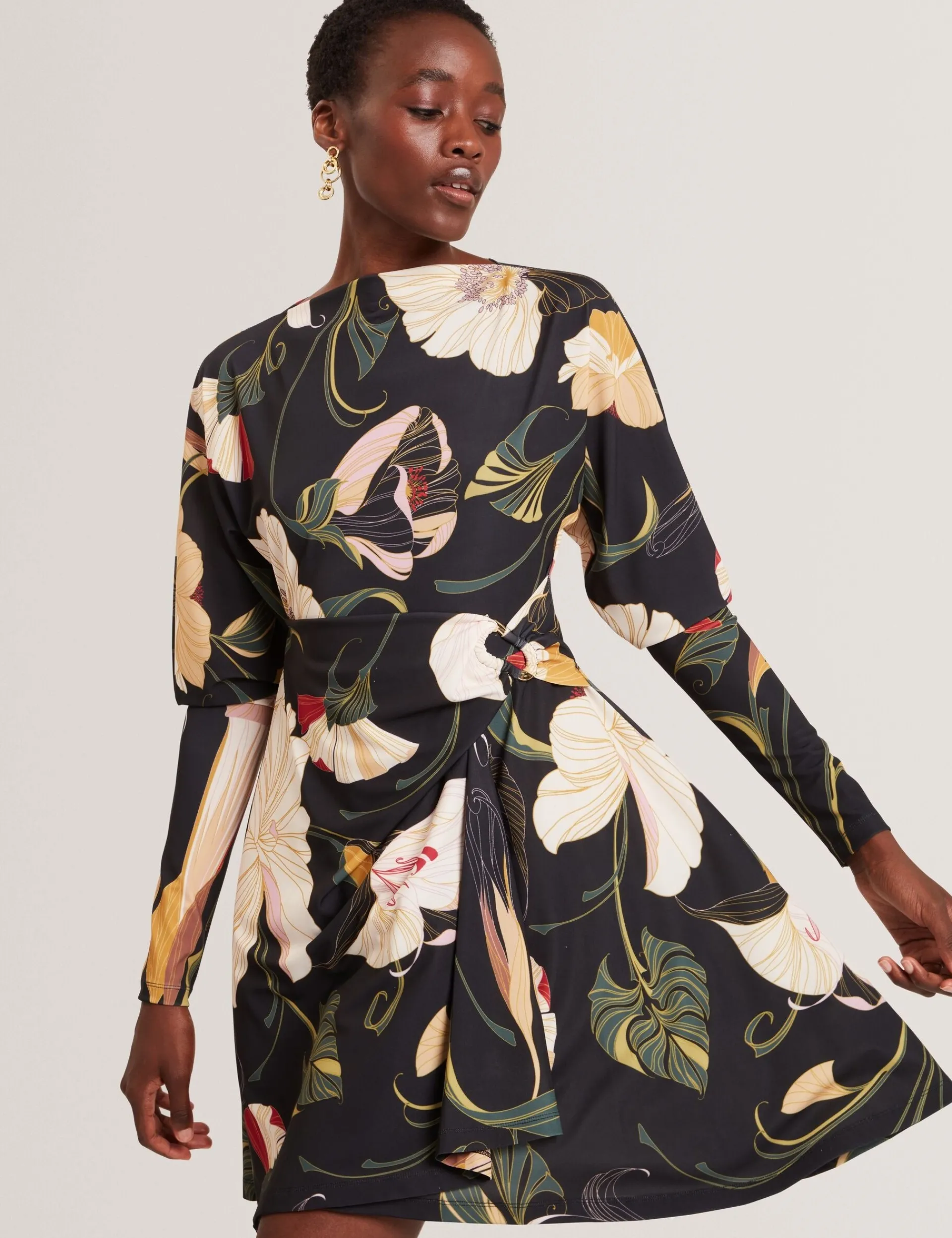 New Lobster Limited Festliche Kleidung|Neue Frühlingsblumen<Minikleid mit Wickeloptik und Blumenmuster