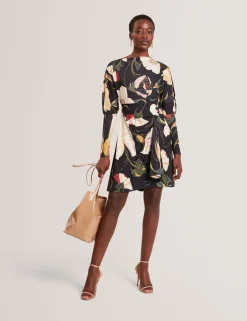 New Lobster Limited Festliche Kleidung|Neue Frühlingsblumen<Minikleid mit Wickeloptik und Blumenmuster