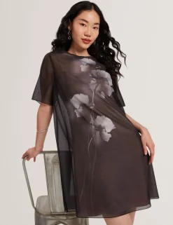 New Lobster Limited Kleider<Mini-T-Shirt-Kleid aus Organza mit Blumenmuster