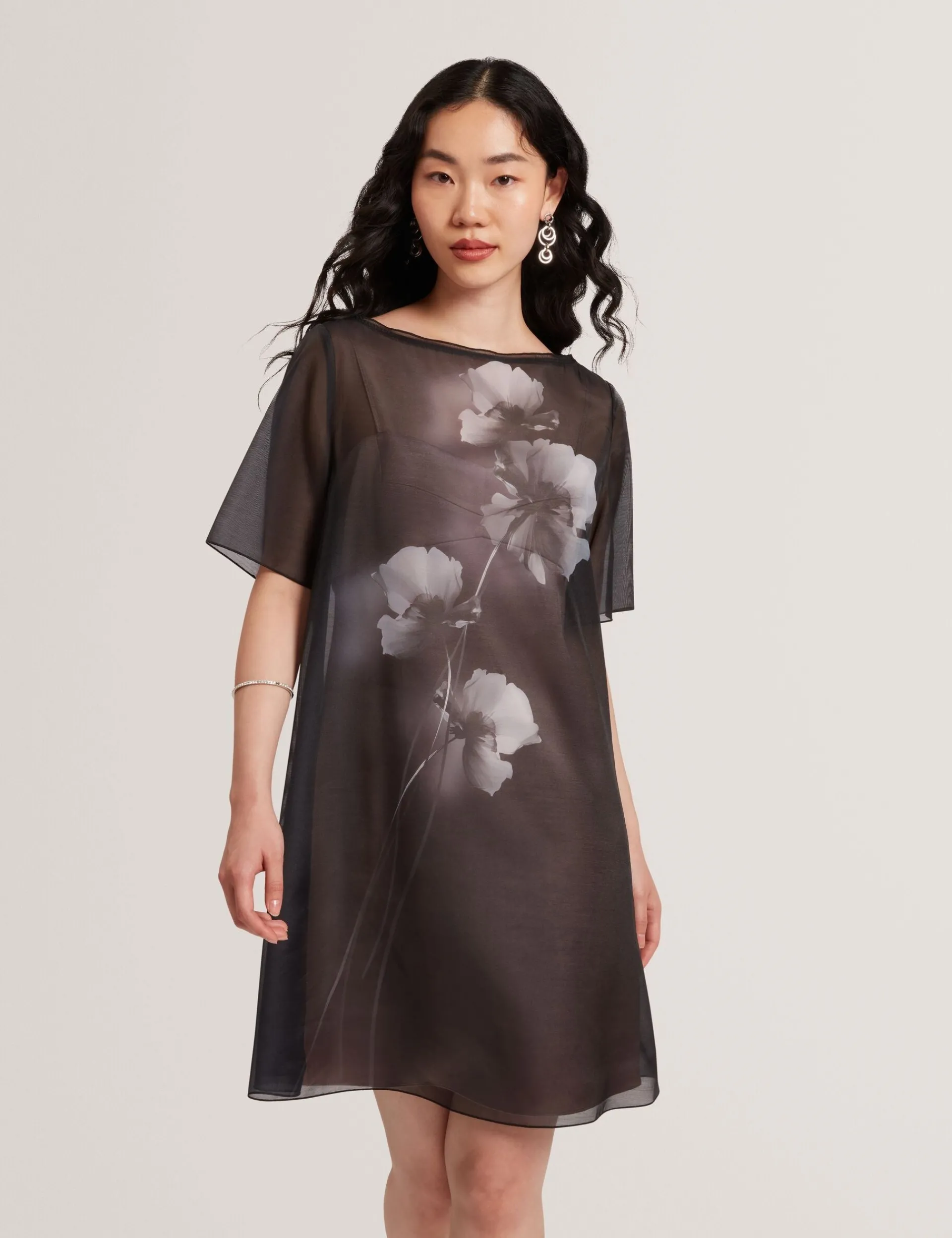 New Lobster Limited Kleider<Mini-T-Shirt-Kleid aus Organza mit Blumenmuster