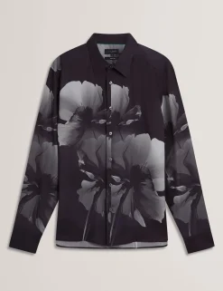 Herren New Lobster Limited Luxusgeschenke Für Herren|Arbeitskleidung<Monochromes Langarmhemd mit Blumenmuster