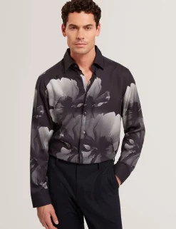 Herren New Lobster Limited Luxusgeschenke Für Herren|Arbeitskleidung<Monochromes Langarmhemd mit Blumenmuster