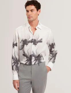 Herren New Lobster Limited Luxusgeschenke Für Herren|Arbeitskleidung<Monochromes Langarmhemd mit Blumenmuster