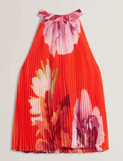 New Lobster Limited Festliche Kleidung|Oberteile & Blusen<Neckholder-Top mit Blumenmuster und Falten