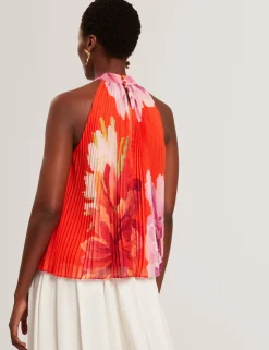 New Lobster Limited Festliche Kleidung|Oberteile & Blusen<Neckholder-Top mit Blumenmuster und Falten