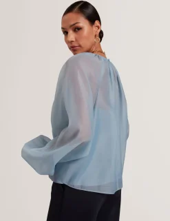New Lobster Limited Festliche Kleidung|Oberteile & Blusen<Organza-Bluse mit langen Ballonärmeln