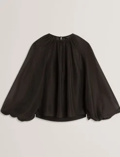 New Lobster Limited Festliche Kleidung|Oberteile & Blusen<Organza-Bluse mit langen Ballonärmeln
