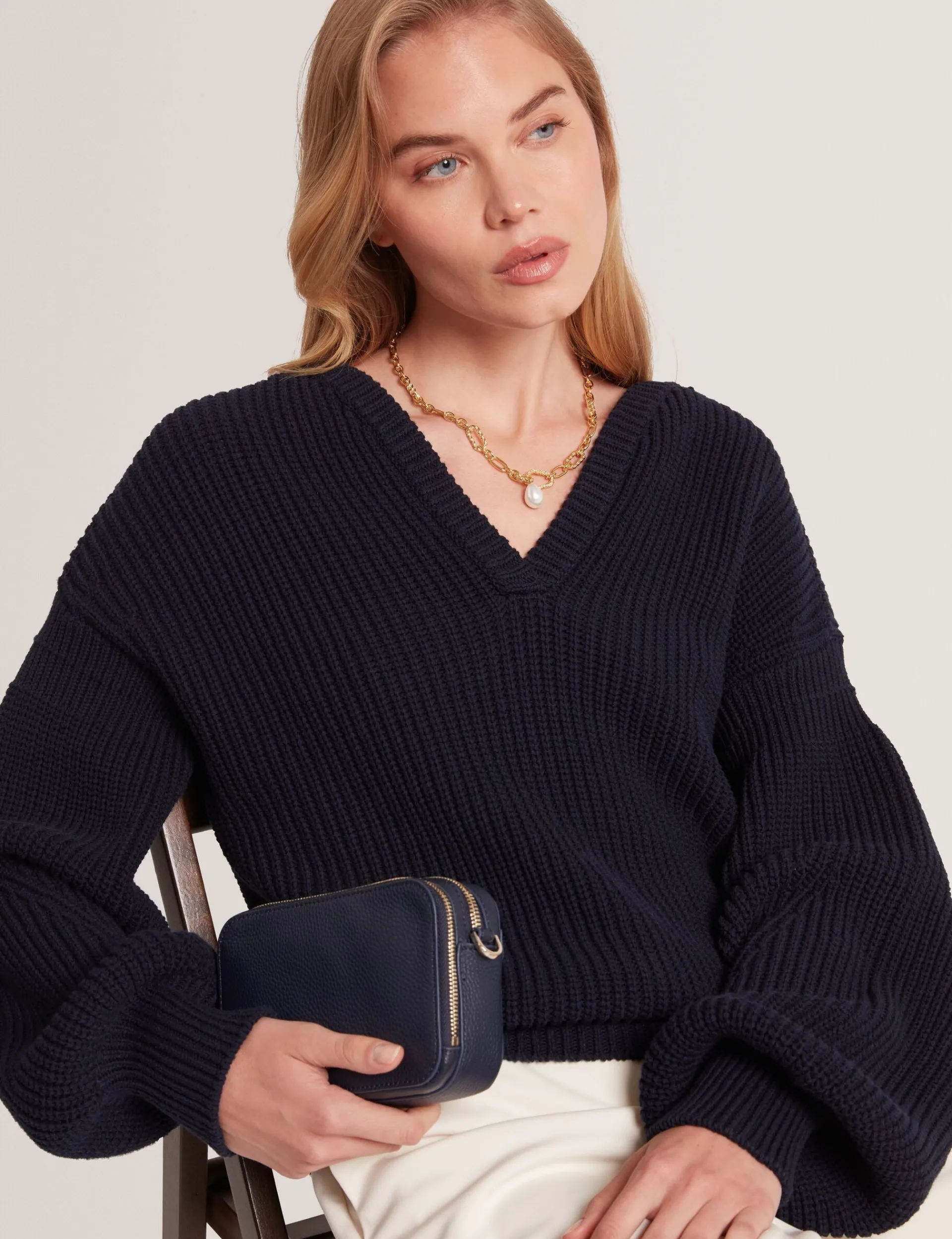 New Lobster Limited Oberteile & Blusen|Pullover & Strickjacken<Oversized V-Ausschnitt Fischerpullover