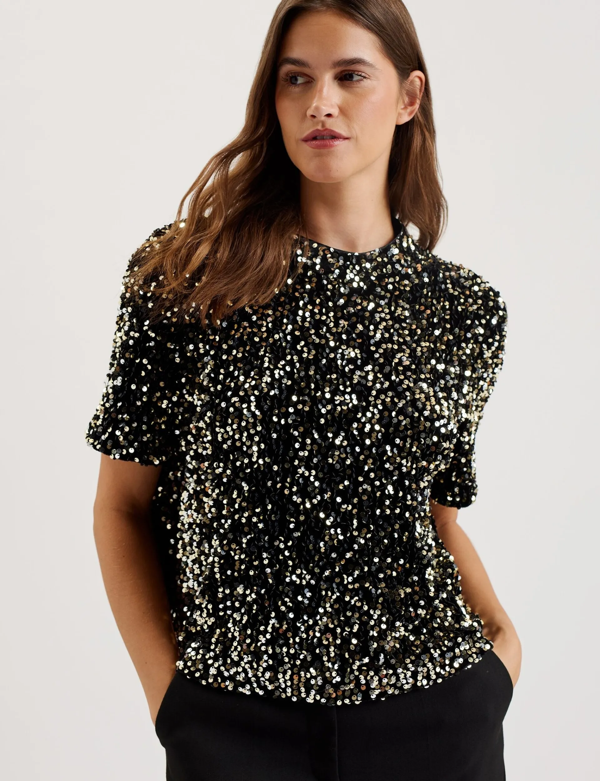 New Lobster Limited Oberteile & Blusen<Paillettenbesetztes Samt-Kurzarmtop