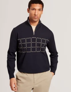 New Lobster Limited Breezy Blues Bearbeiten|Sweatshirts & Kapuzenpullover<Pullover mit halben Reißverschluss und Karomuster