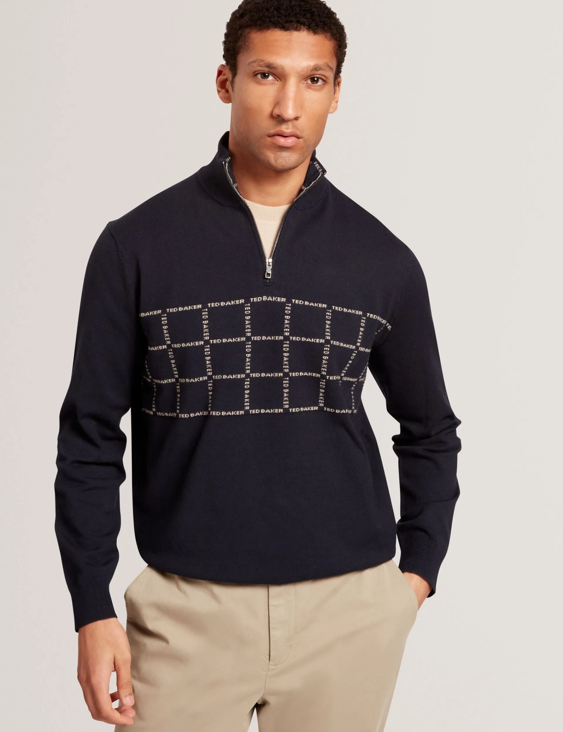 New Lobster Limited Breezy Blues Bearbeiten|Sweatshirts & Kapuzenpullover<Pullover mit halben Reißverschluss und Karomuster