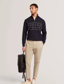 New Lobster Limited Breezy Blues Bearbeiten|Sweatshirts & Kapuzenpullover<Pullover mit halben Reißverschluss und Karomuster