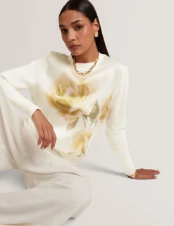 New Lobster Limited Oberteile & Blusen|Neue Frühlingsblumen<Pullover mit Rosenprint und Webfront