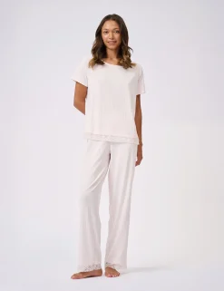 Licensee Pie 2 Brands Nachtwäsche & Dessous|Nachtwäsche & Dessous<Pyjama-Set aus Jersey mit weitem Bein und Spitzenbesatz