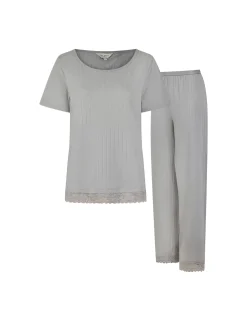 Licensee Pie 2 Brands Nachtwäsche & Dessous|Nachtwäsche & Dessous<Pyjama-Set aus Jersey mit weitem Bein und Spitzenbesatz