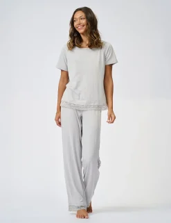 Licensee Pie 2 Brands Nachtwäsche & Dessous|Nachtwäsche & Dessous<Pyjama-Set aus Jersey mit weitem Bein und Spitzenbesatz