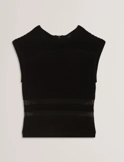 New Lobster Limited Anzüge & Zweiteiler|Oberteile & Blusen<Ärmelloses Crop-Top aus transparentem Strick mit Einsätzen