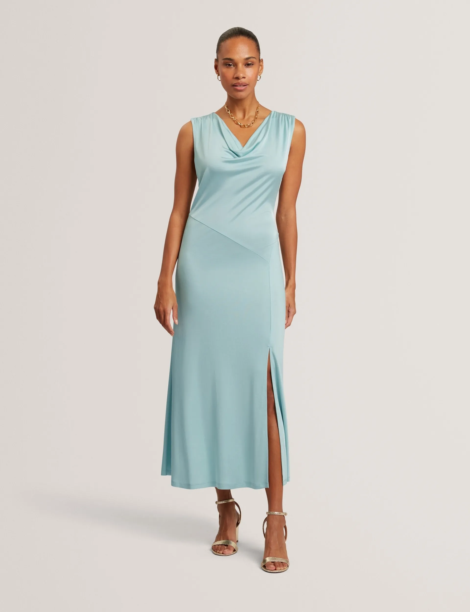 New Lobster Limited Festliche Kleidung|Die Hochzeitsredaktion<Ärmelloses Jersey-Maxikleid mit drapiertem Ausschnitt