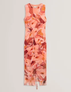 New Lobster Limited Festliche Kleidung|Neue Frühlingsblumen<Ärmelloses Mesh-Bodycon-Kleid mit Gartenmotiv